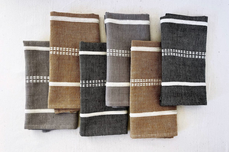 Dotted and striped design napkins crafted from hand-spun cotton