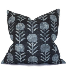 Zinnia Pillow Cover in Indigo Blue, McLaurin + Piercy Textiles