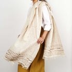 Unah brown hand embroidered organic cotton artisan throw – One Affirmation