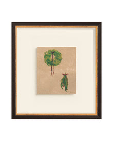 Wreath I painterly evergreen wreath art print, view 3