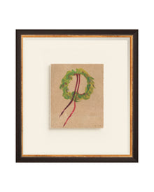 Wreath II watercolor wreath with red ribbons art print, view 6