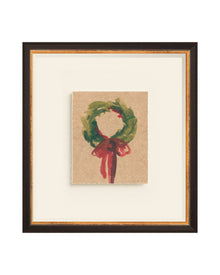 Wreath III green wreath with red bow art print, view 4