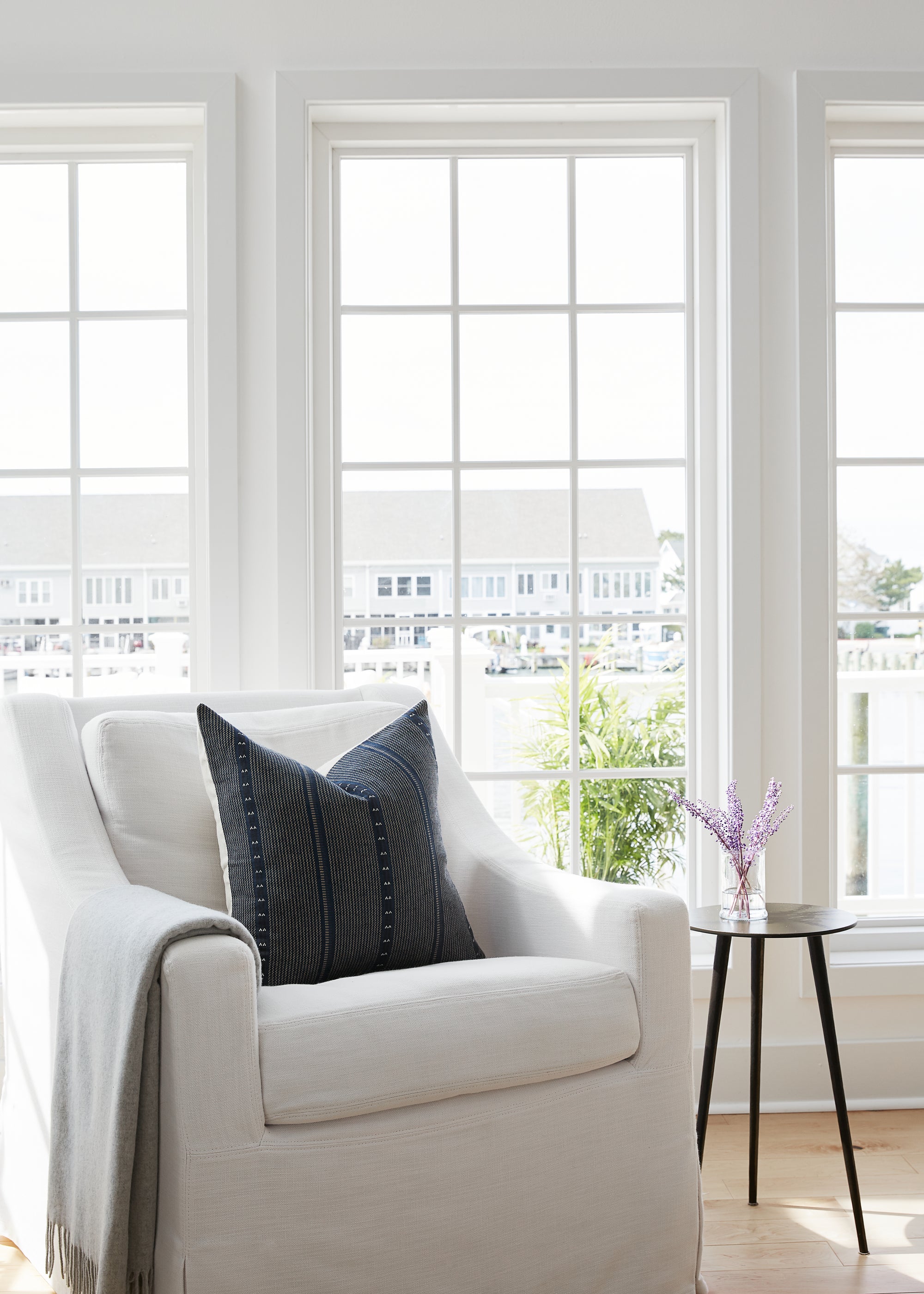 Florence Designer Pillow Cover | Navy Blue Cotton Jute Lumbar