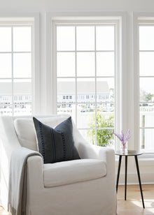 Florence Designer Pillow Cover | Navy Blue Cotton Jute Lumbar