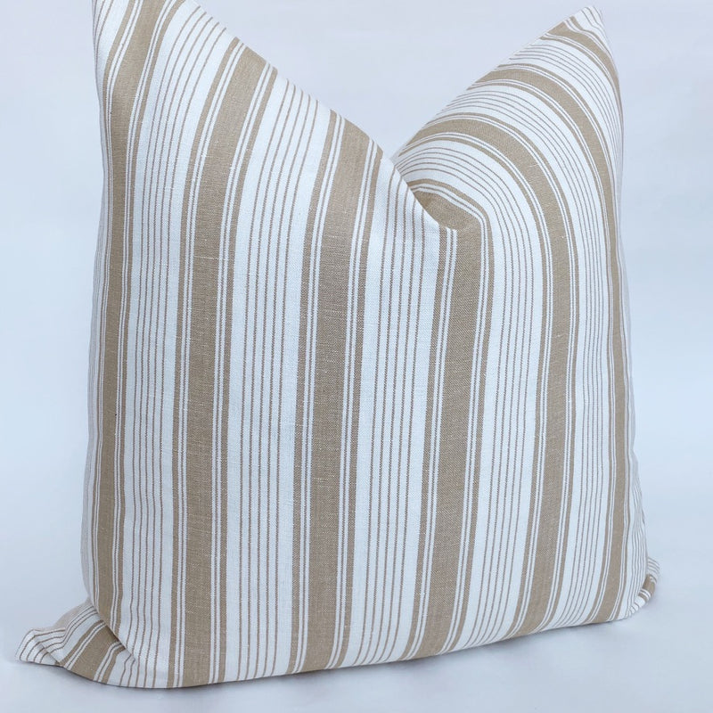Ojai Stripe Designer Pillow Cover | Neutral + White