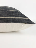 Dark Grey Stripe Pillow Cover on its side