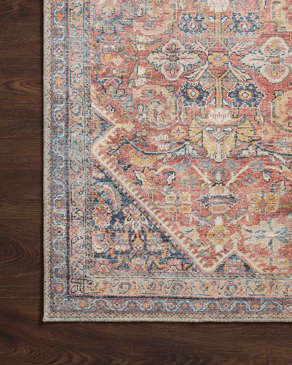 Cara Blue/Rust Rug corner view