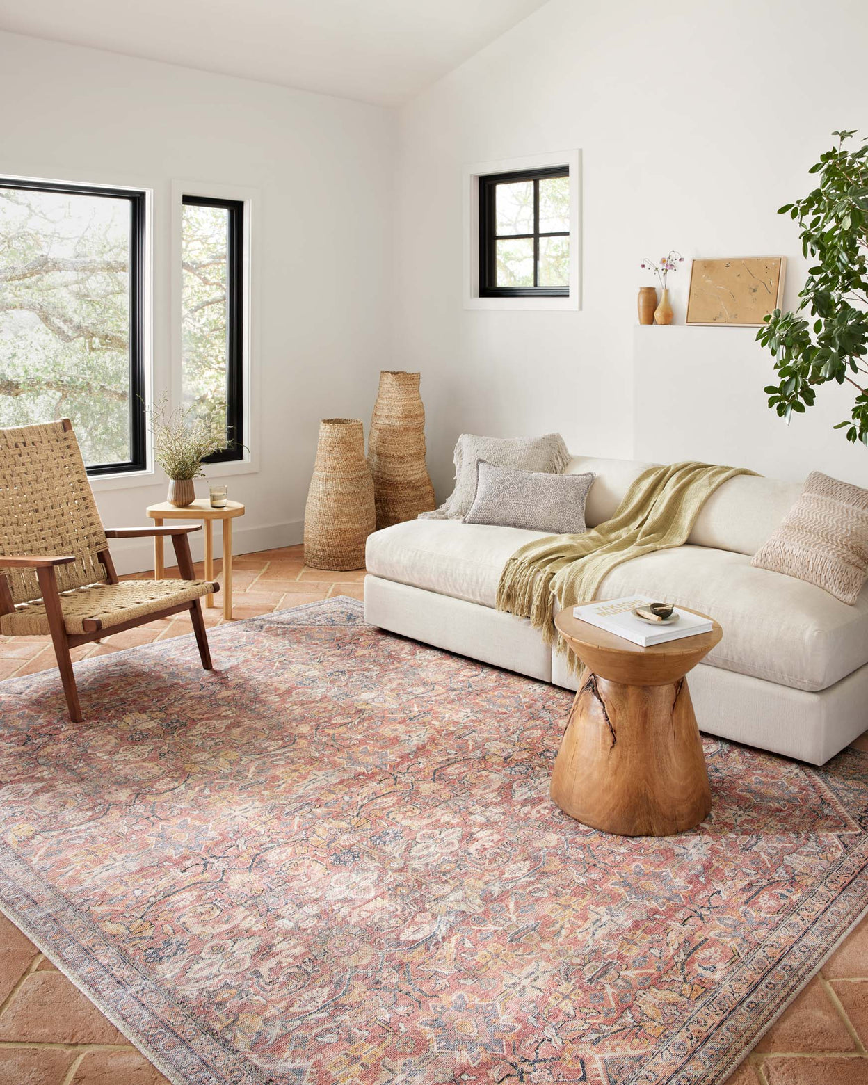 Cara Blue/Rust Rug in living room