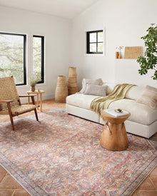 Cara Blue/Rust Rug in living room