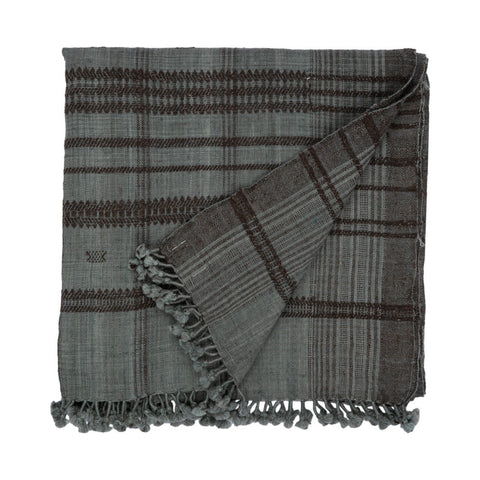 Indian Wool Throw Blanket in Storm (Deep Aqua Green)