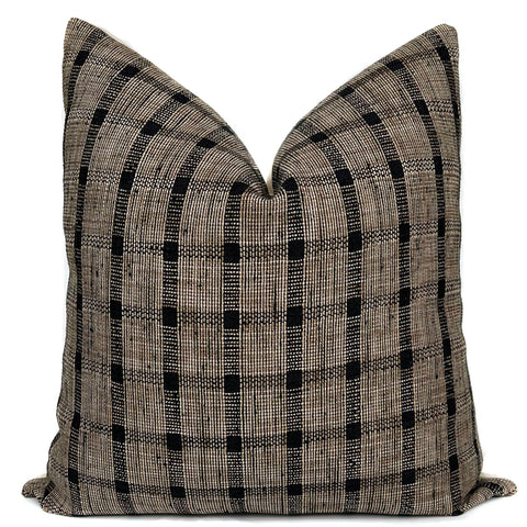 Black and tan Plaid Pillow Cover by One Affirmation