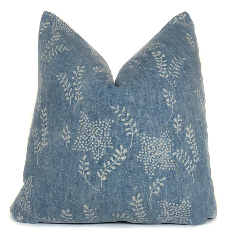 Vintage Blue Floral Designer Pillow Cover