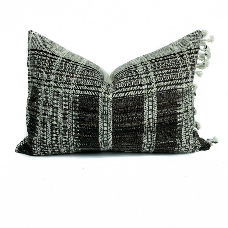 Indian Wool Pillow Cover | Brown + Cream