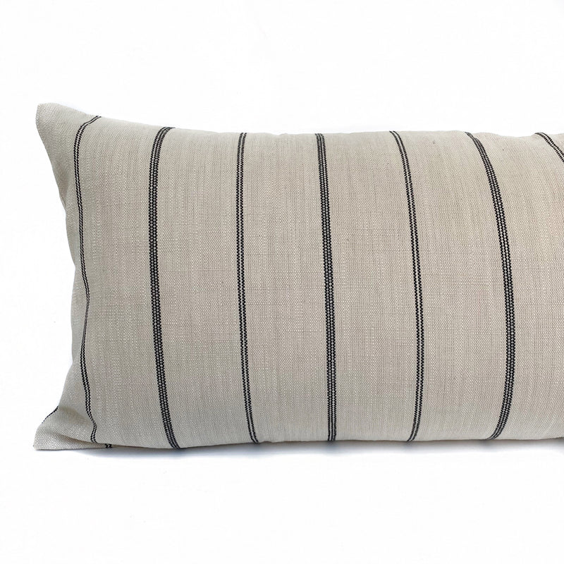 Cream and Charcoal Farmhouse Stripe Pillow Cover