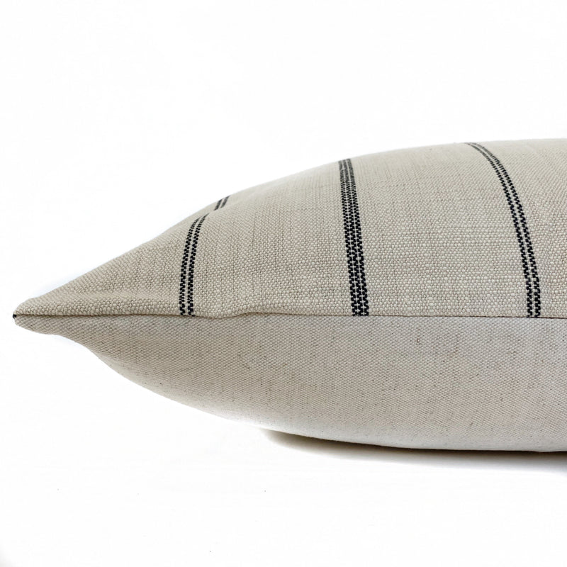 Cream and Charcoal Farmhouse Stripe Pillow Cover