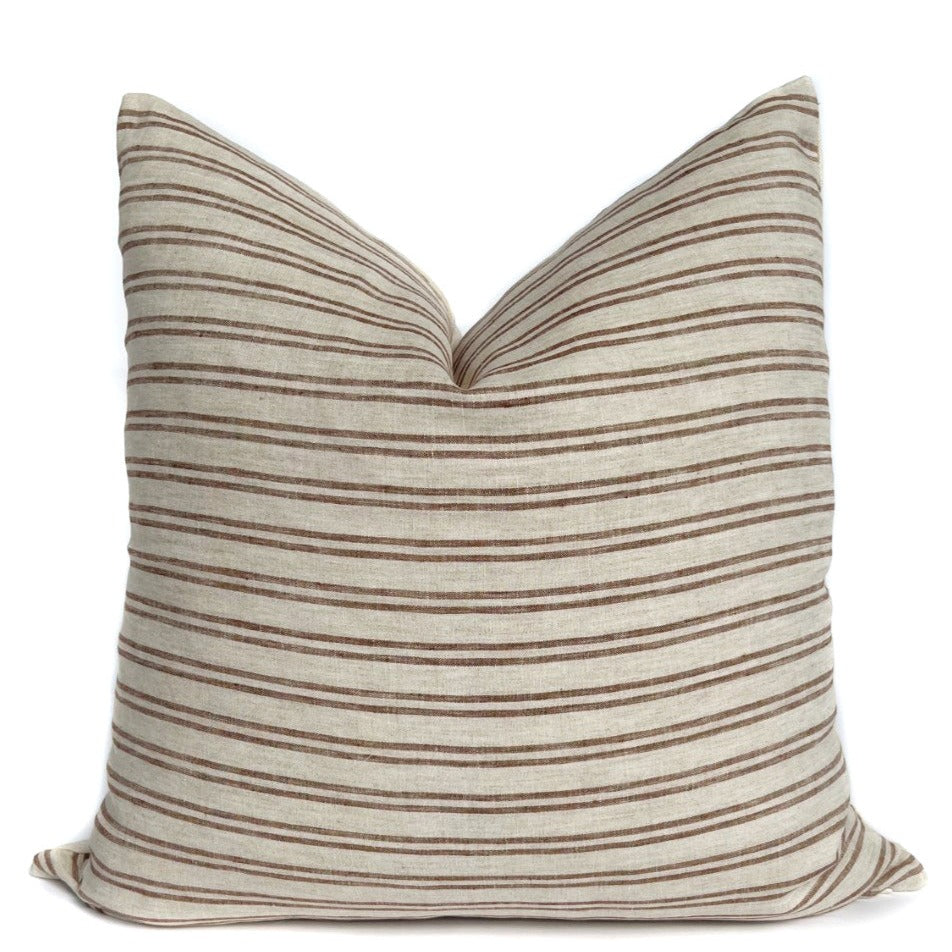 Fiona Brown Stripe Pillow Cover