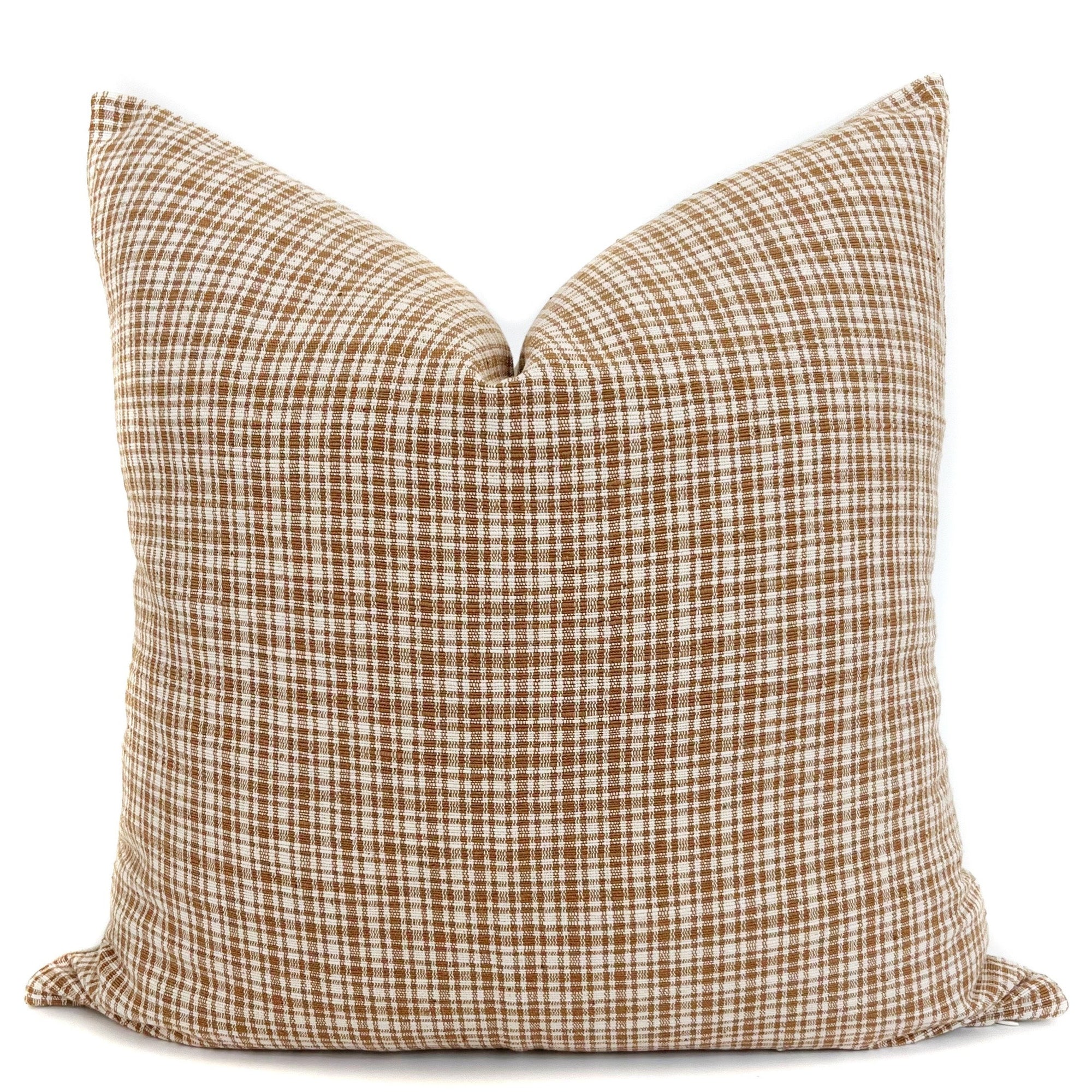 Gingham Rust and Cream Throw Pillow Cover by One Affirmation