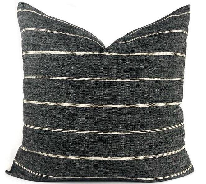 Dark Grey Stripe Pillow Cover