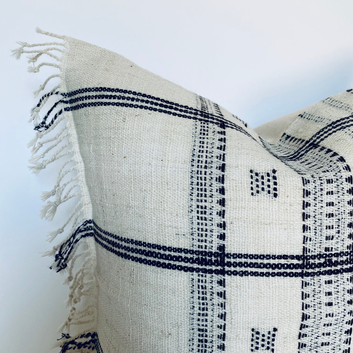 Indian Wool Pillow Cover | Fringe