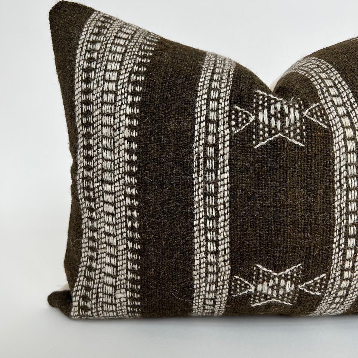 Indian Wool Pillow Cover | Brown + Cream