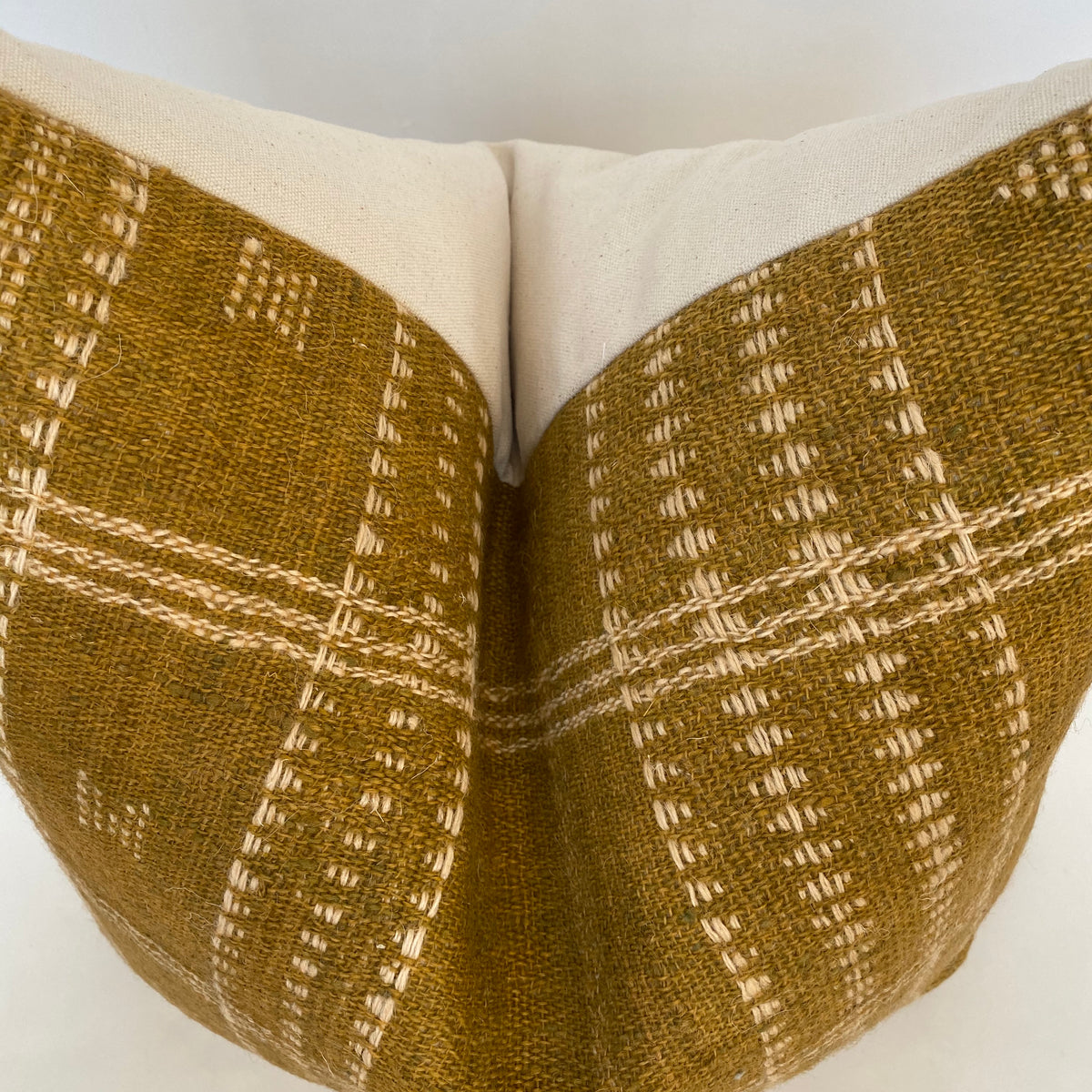 Indian Wool Mustard Pillow Cover | Stripes Top