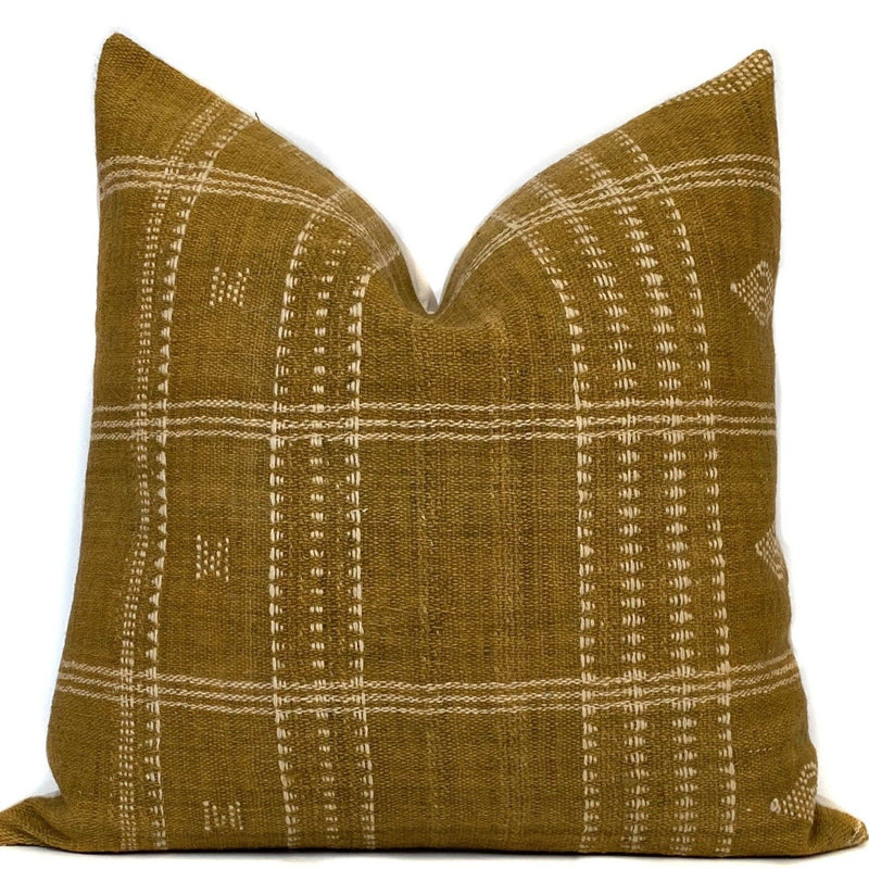 Indian Wool Mustard Pillow Cover | Stripes Top