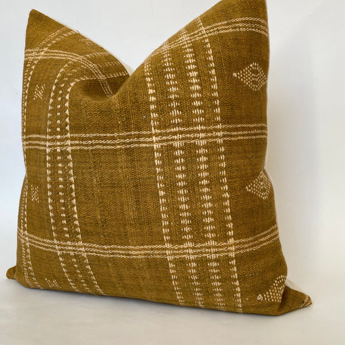 Indian Wool Mustard Pillow Cover | Stripes Top