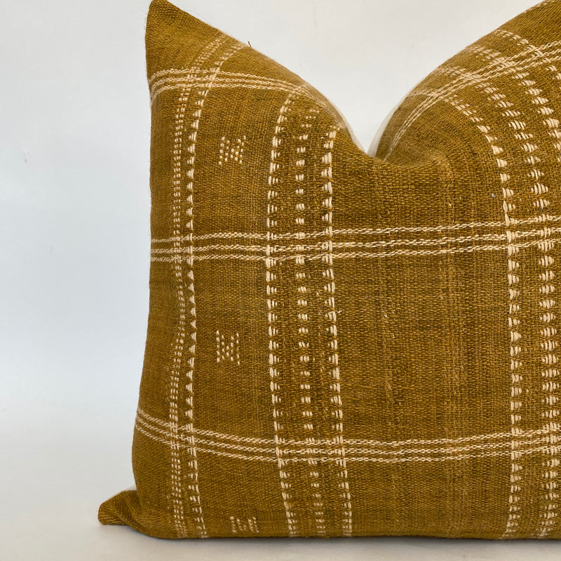 Indian Wool Mustard Pillow Cover | Stripes Top