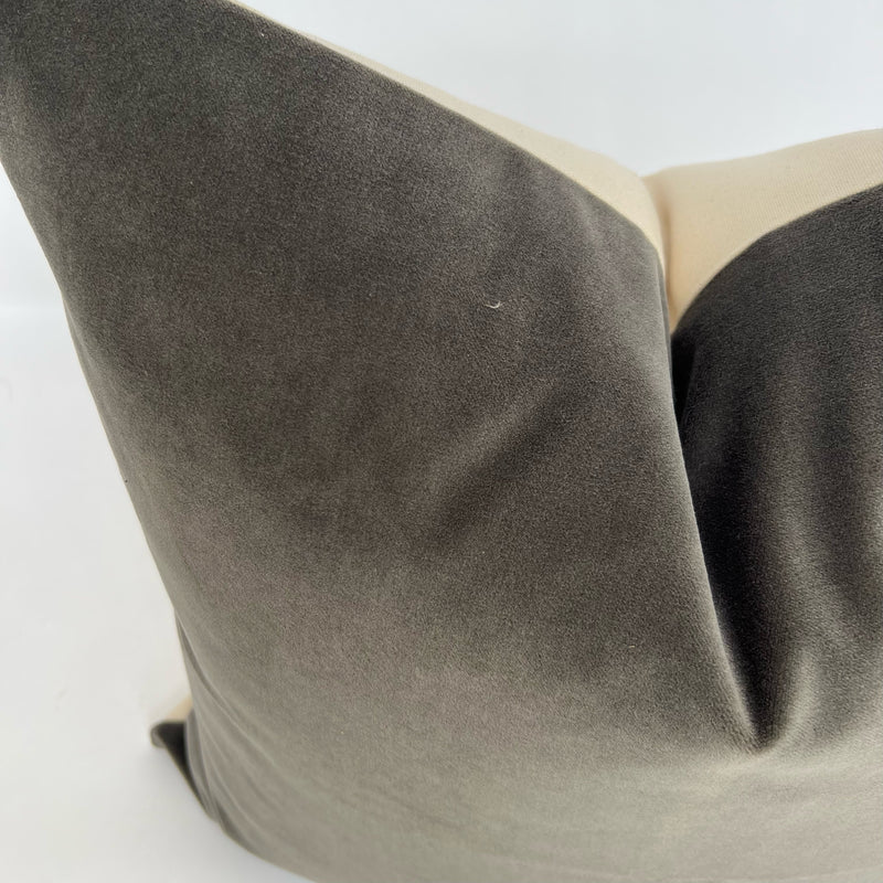 Dark Grey Velvet Pillow over-head view