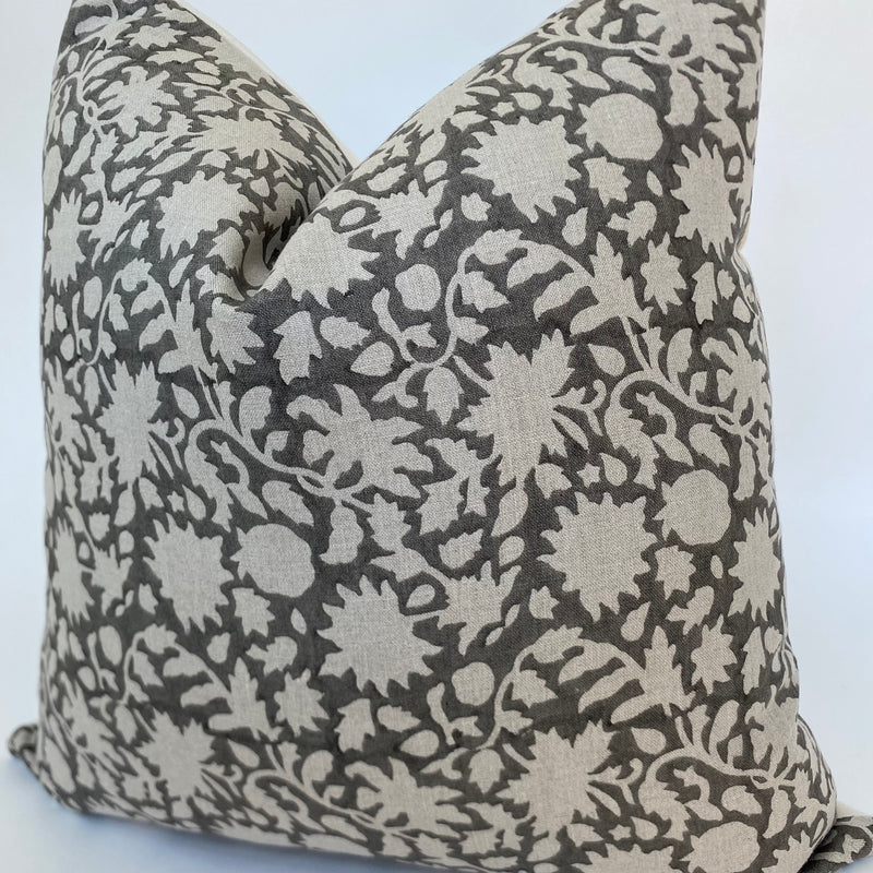 Savannah Grey Floral Pillow Cover