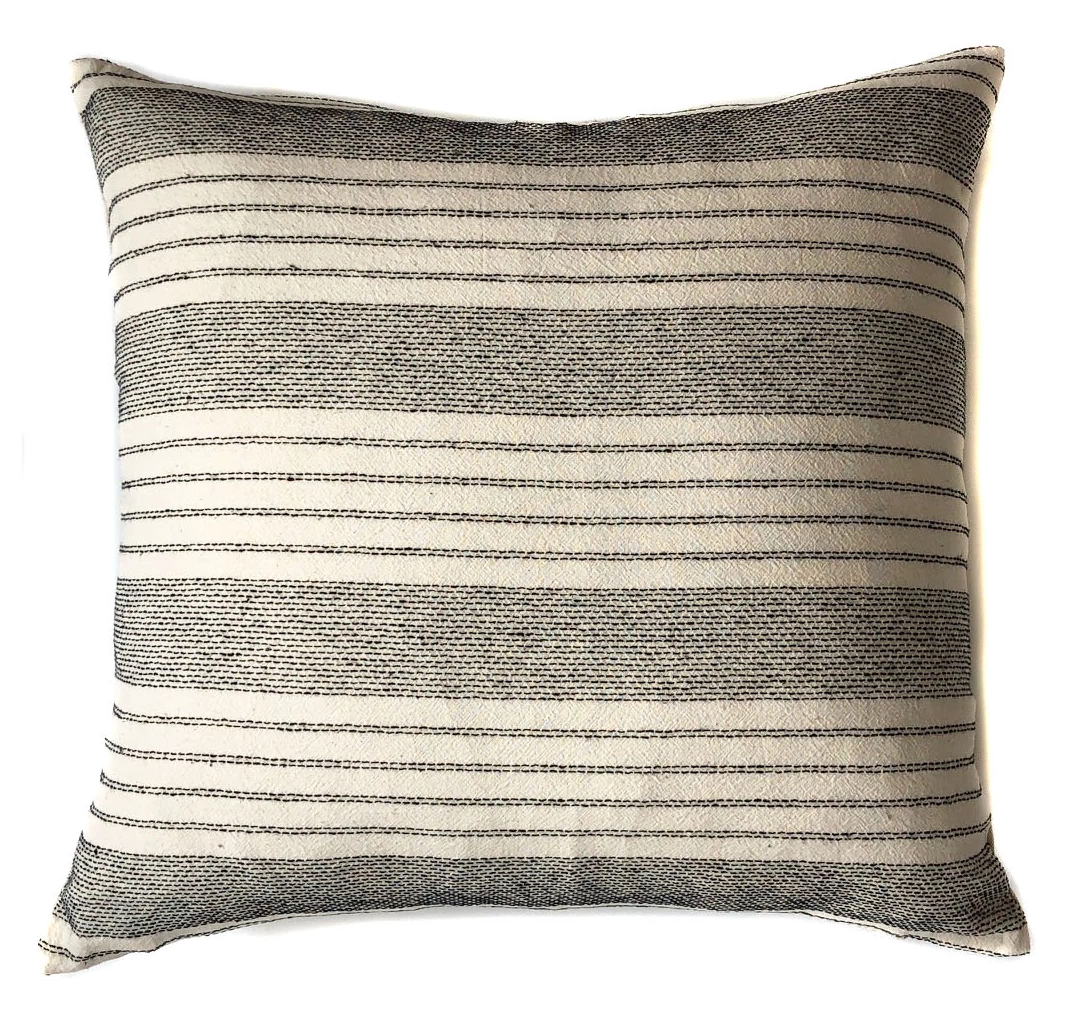 Chiang Mai Black and Cream Woven Pillow Cover