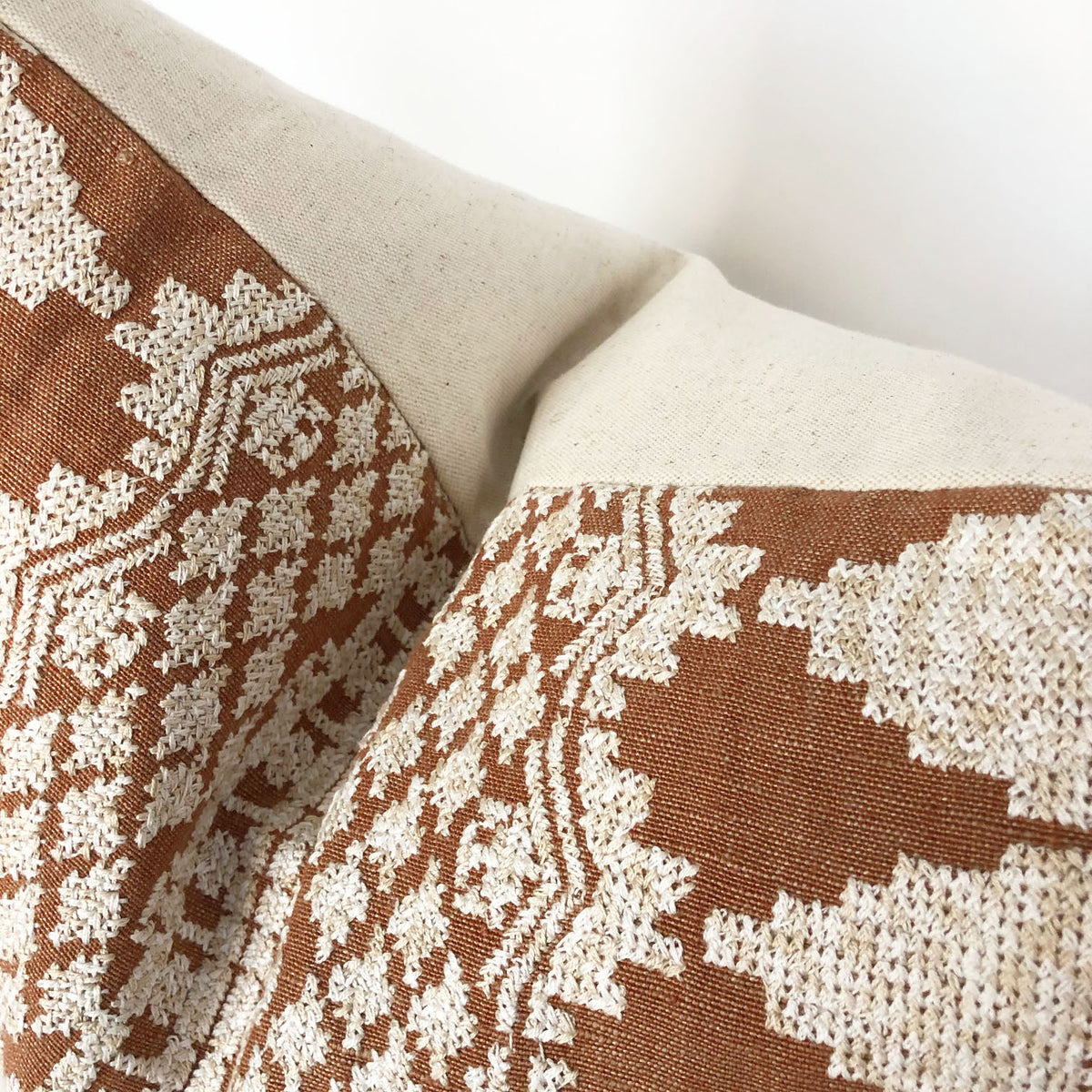 Embroidered Rust Designer Pillow Cover