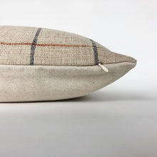 Rustic Woven Windowpane Pillow Cover | Plaid Blue and Rust