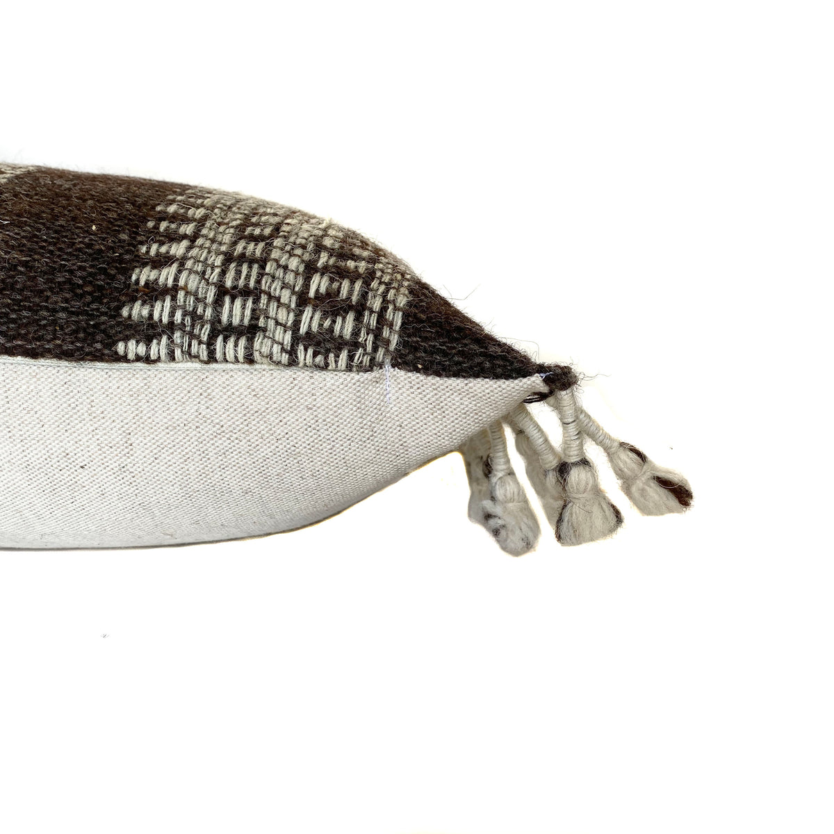 Indian Wool Pillow Cover | Brown + Cream