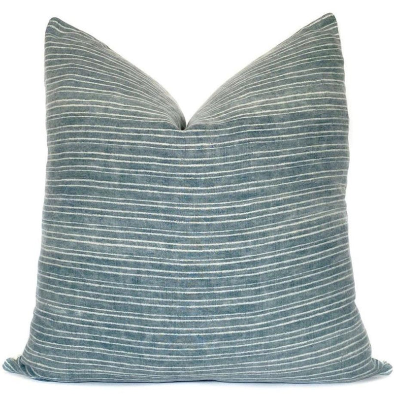 Vintage Green and Cream Stripe Pillow 