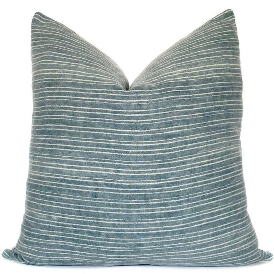 Vintage Green and Cream Stripe Pillow 