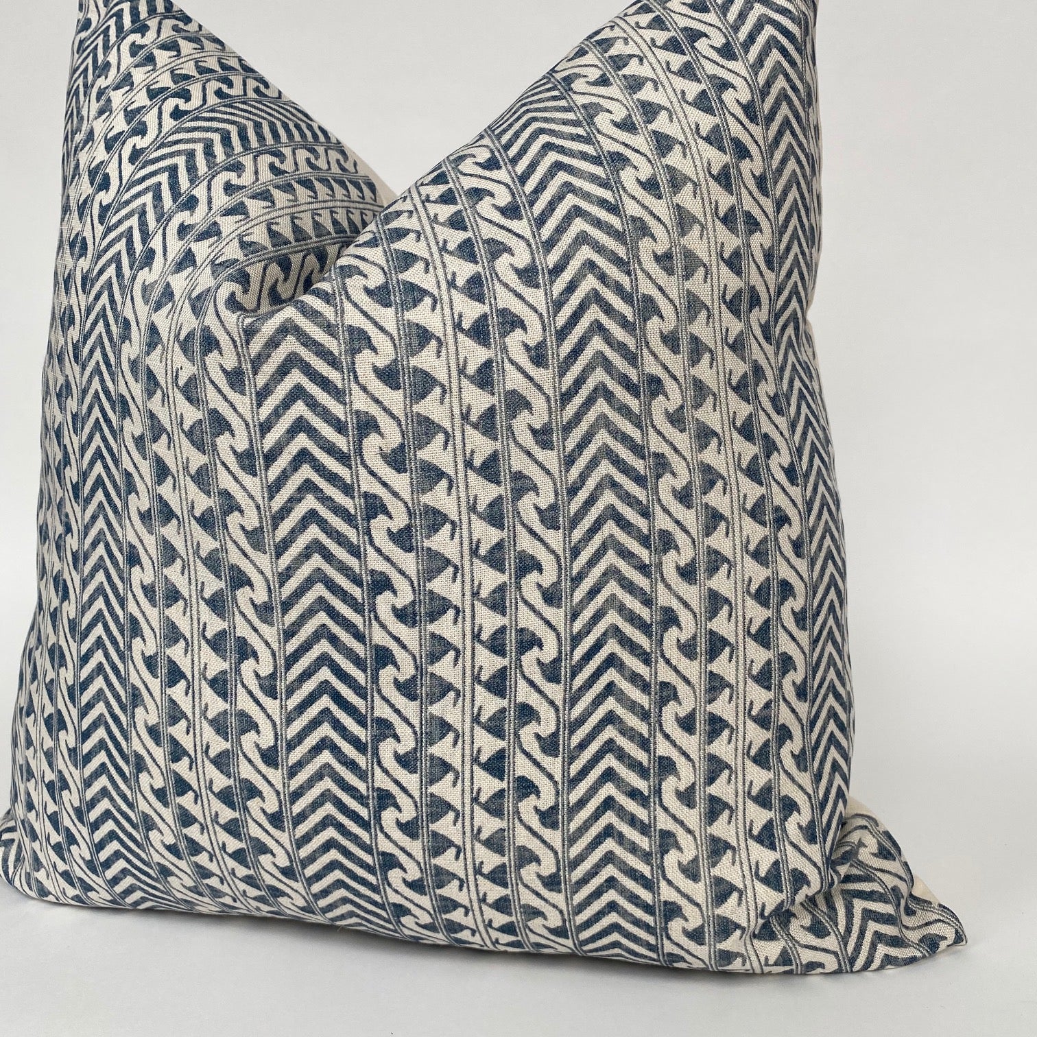 Luxor Designer Pillow Cover in Indigo + Natural