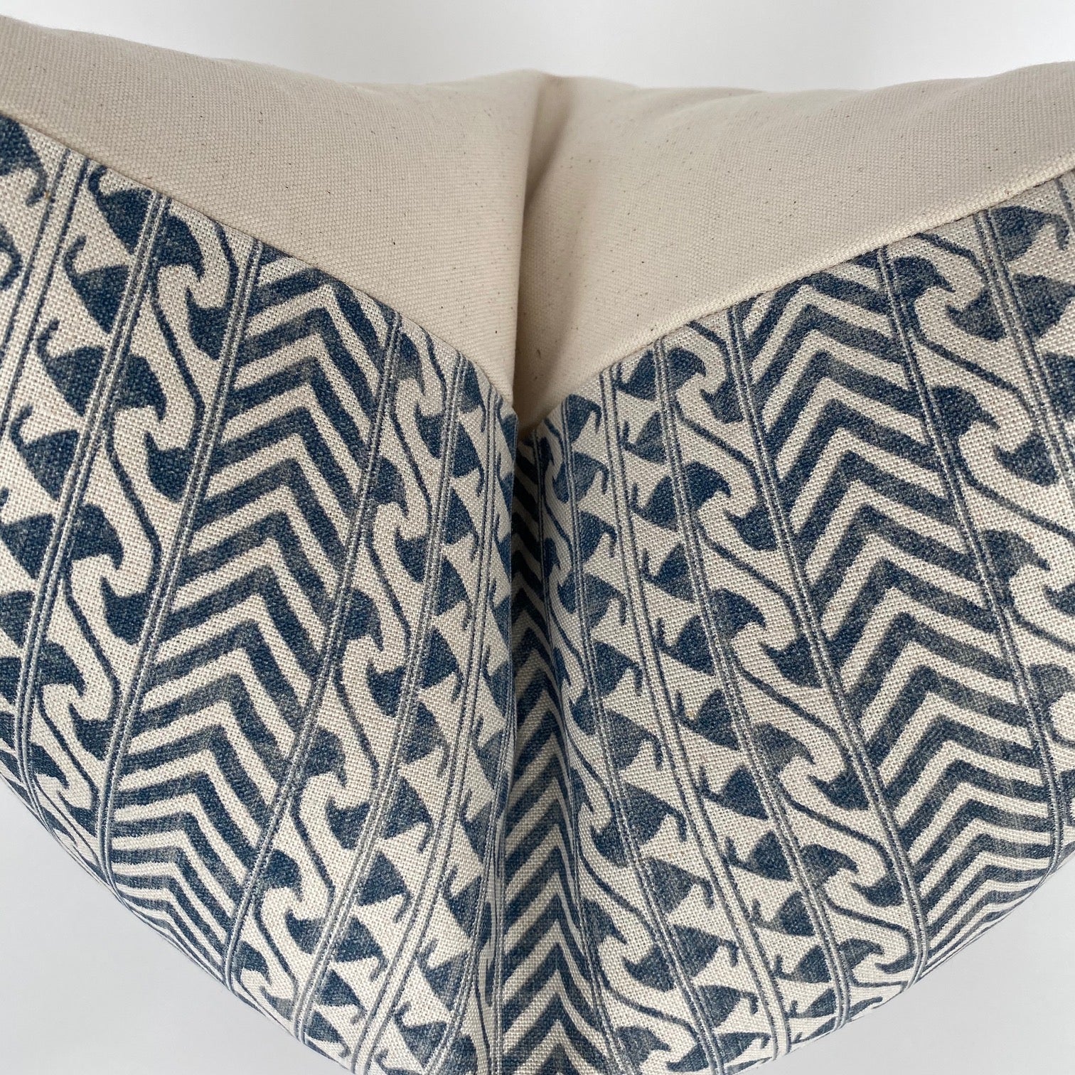 Luxor Designer Pillow Cover in Indigo + Natural
