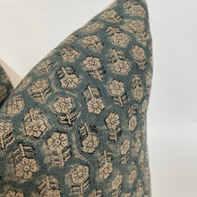 Valencia Floral Designer Pillow Cover | Teal Linen Pillow