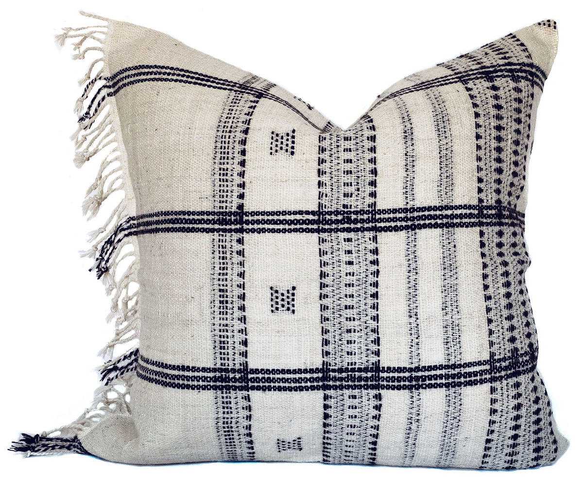 Indian Wool Pillow Cover | Fringe