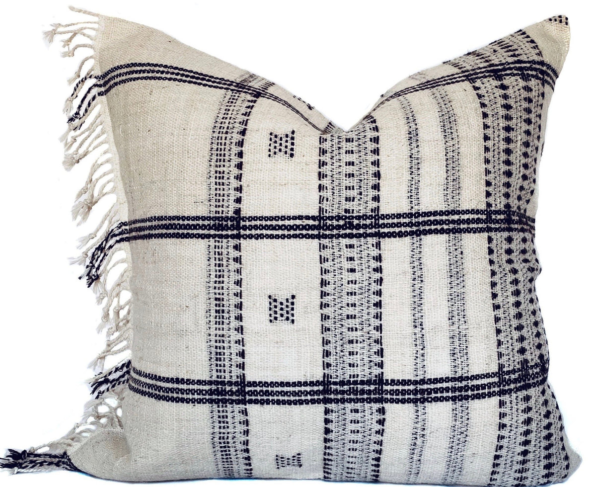 Indian Wool Pillow Cover | Fringe