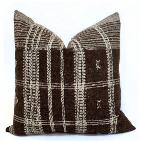 Indian Wool Pillow Cover | Brown + Cream