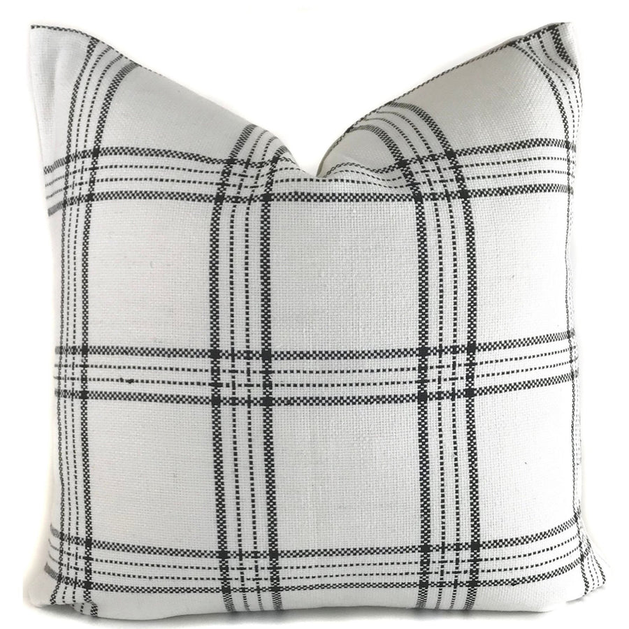 Dundee black and white plaid pillow cover