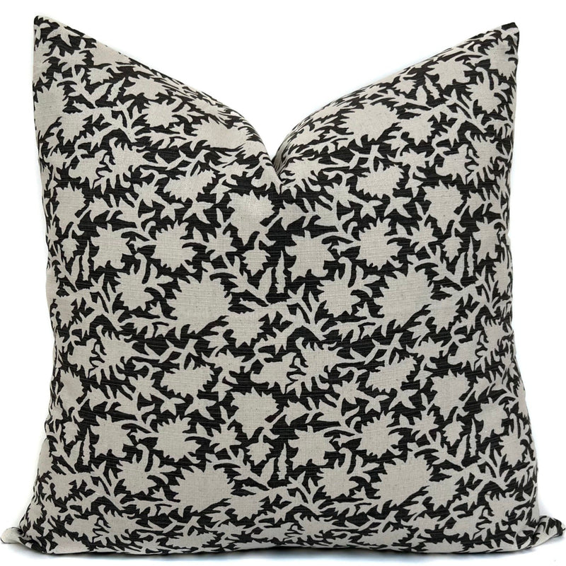 Lilly Floral Pillow Cover | Black