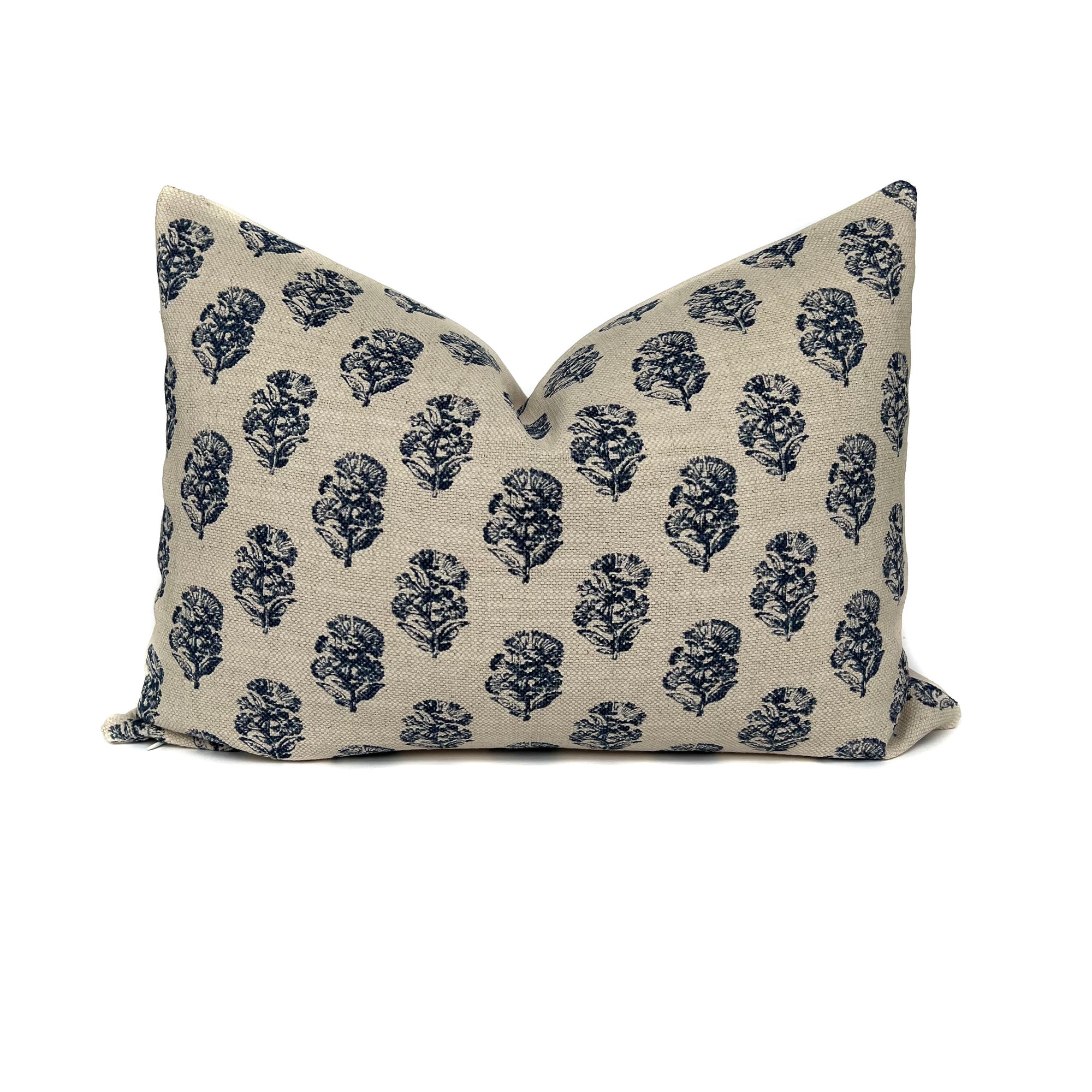 Indigo Floral Block Print Pillow Cover 