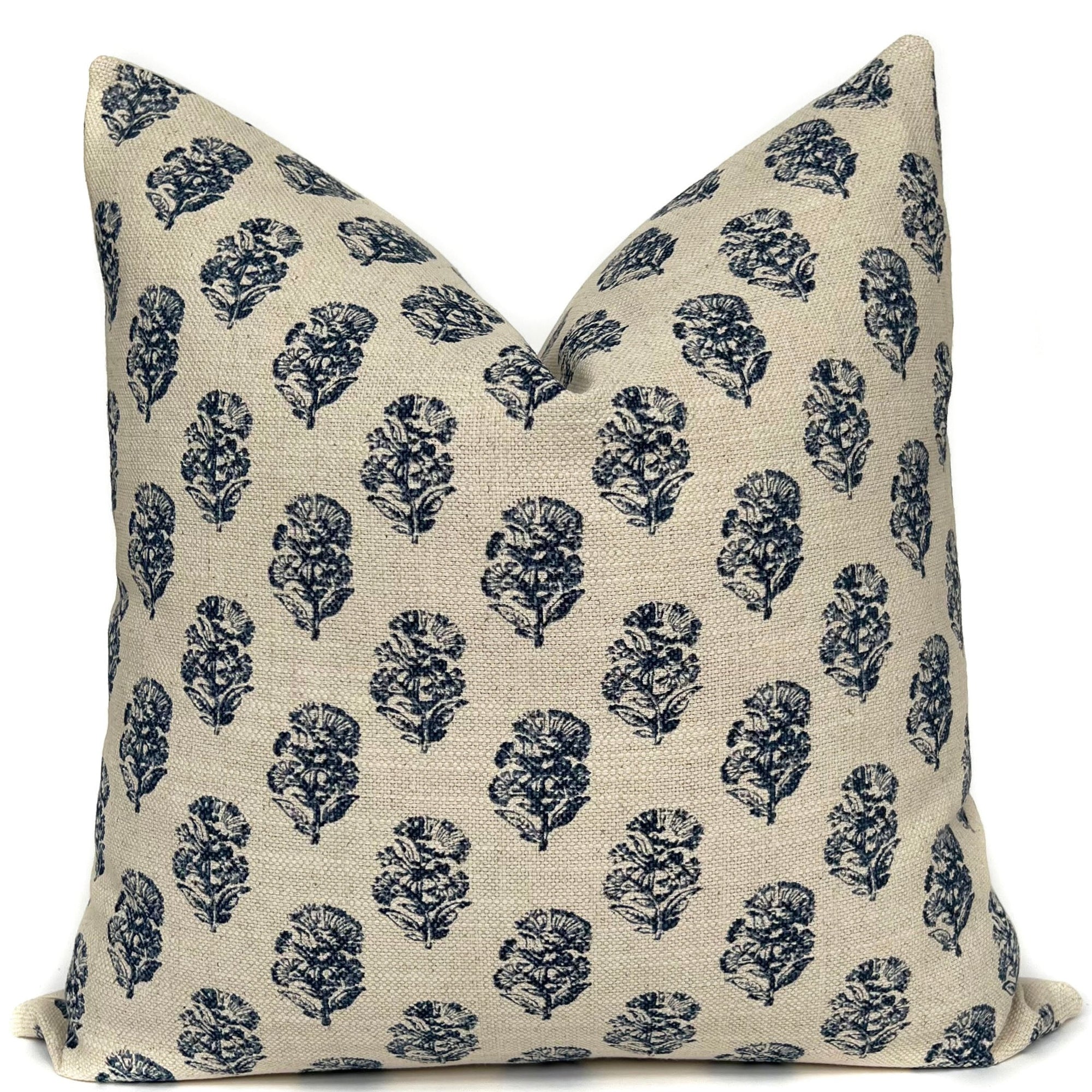 Indigo Floral Block Print Pillow Cover 