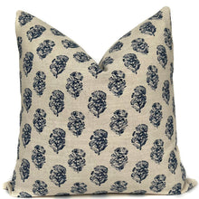 Indigo Floral Block Print Pillow Cover 