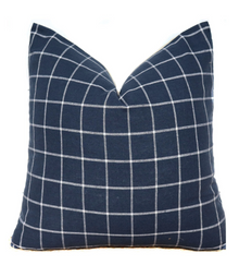 Navy Blue and White Windowpane Pillow Cover
