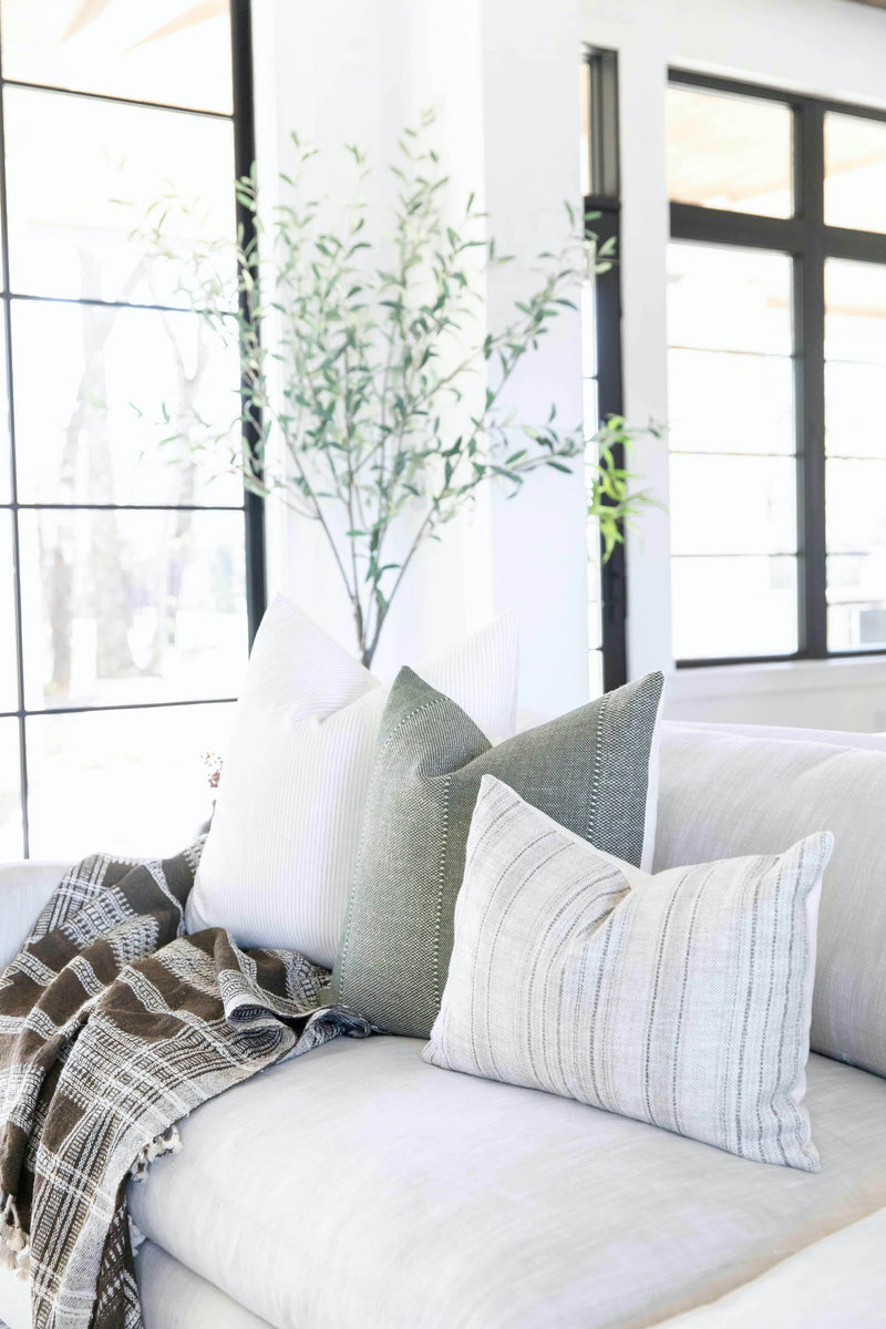 Dash Designer Pillow Cover | Sand Belgian Linen Lumbar