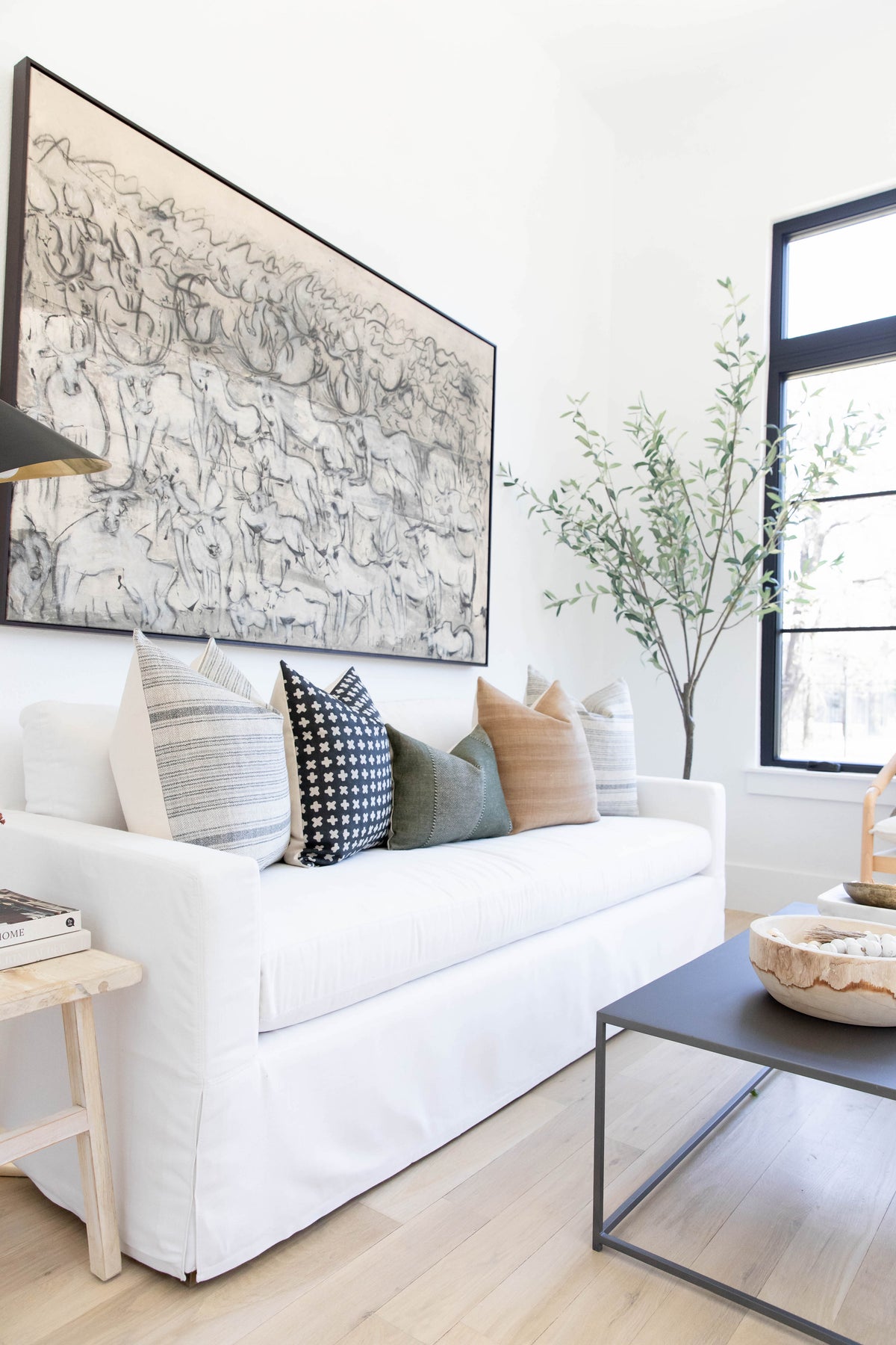 a couch with a bunch of pillows